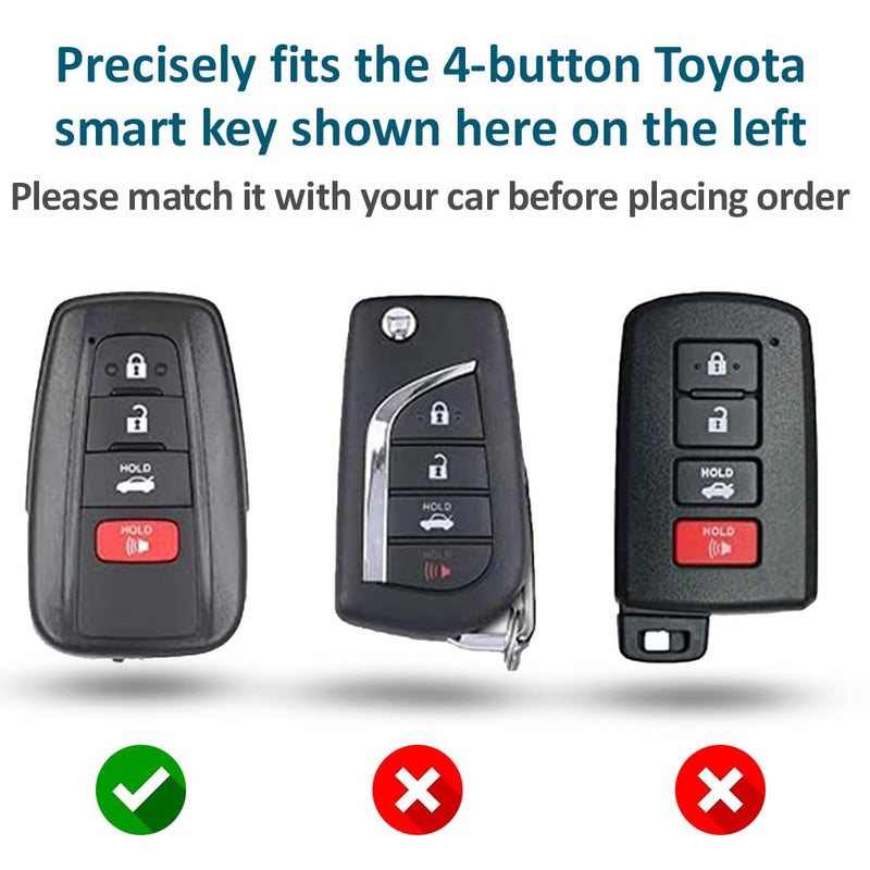 Autobase Silicone Key Fob Cover for Toyota Camry RAV4 Highlander Avalon C-HR Prius Corolla GT86 Smart Key | Car Accessory | Key Protection Case 2 Pcs (Black) - Image 2